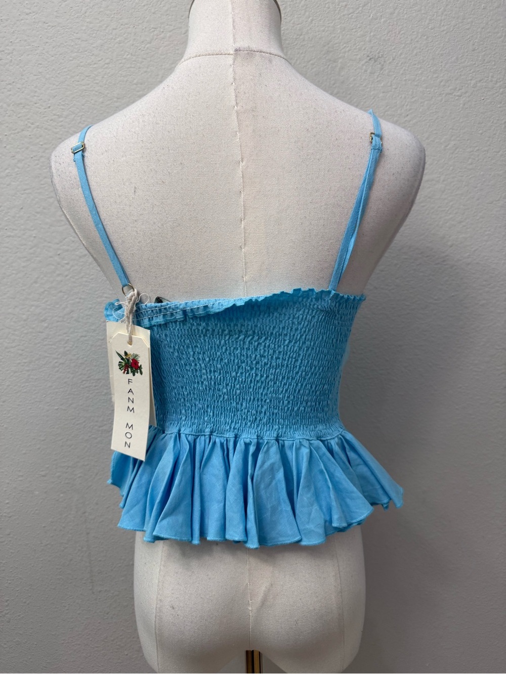 Fanm Mon NWT Marion Front Keyhole Embroidered Strapless Coordinating Peplum Top - Picture 3 of 4